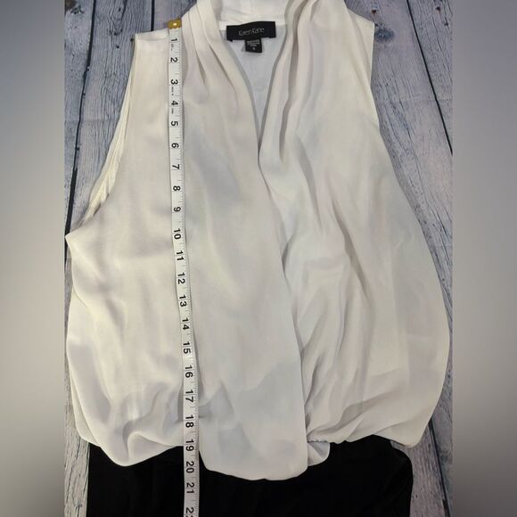 Karen Kane Off White Black Contrast Drape Front Minimalist Party Jumpsuit S - Picture 8 of 10